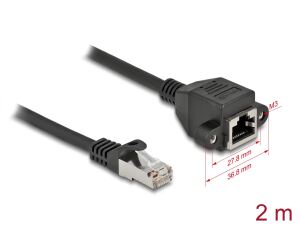 DeLOCK Netzwerk Verlängerungskabel S/FTP RJ45 Stecker zu RJ45 Buchse Cat.6A 2 m schwarz
