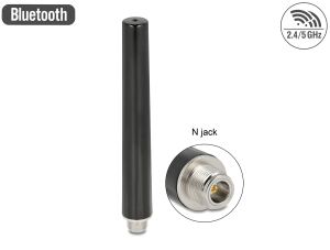 DeLOCK Dualband WLAN WiFi 6 Antenne N Buchse 4 - 6 dBi 16,55 cm omnidirektional starr outdoor schwarz