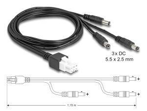 DELOCK Kabel Mini-Fit 4,2mm 6 Pin St > 3x DC 5,5x2,5mm St 1m