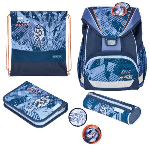 Herlitz UltraLight Plus TechMech Schulranzen-Set Junge Polyester Blau, Orange