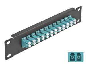 DELOCK 10" LWL Patchpanel 12 Port LC Duplex aqua 1 HE schw.