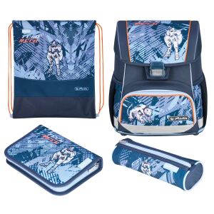 Herlitz Loop Plus TechMech Schulranzen-Set Junge Polyester Blau, Orange