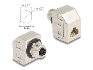 DELOCK M12 Adapter X-kodiert 8 Pin Buchse RJ45 Buchse Cat6