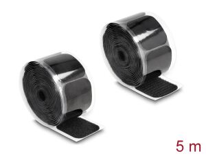 DELOCK Klettpad mit Haft- und Flauschpad 45x50mm L5M schwarz