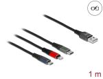 DeLOCK USB Ladekabel 3 in 1 Typ-A zu Lightning / Micro USB / USB Type-C 1 m 3-farbig