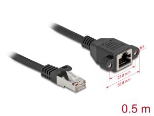 DELOCK Verlängerungskabel S/FTP RJ45 ST -> BU Cat6A 0.50m sw