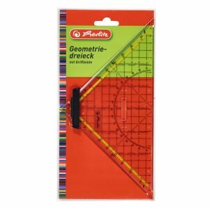 Herlitz Geometrie-Dreieck groß mit Griff 25 cm Kunststoff transparent