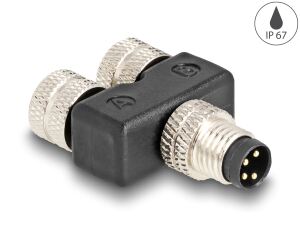 DeLOCK M8 Y-Splitter A-kodiert 4 Pin 1 x Stecker zu 2 x Buchse Parallelschaltung