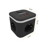 Fellowes Power Cube 3xSteckdose,1xUSB-A,2xUSB-C,Schalter sch