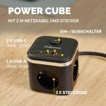 Fellowes Power Cube 3xSteckdose,1xUSB-A,2xUSB-C,Schalter sch