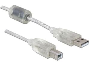 DELOCK USB Kabel A -> B St/St 0.50m transparent