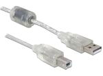 DELOCK USB Kabel A -> B St/St 0.50m transparent
