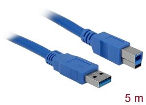 DeLOCK Cable USB3.0 A-B male/male 5m USB Kabel USB A USB B 5 Gbit/s Blau