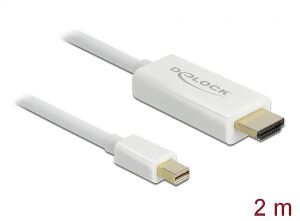 DELOCK Displayport Kabel mini DP -> HDMI St/St 2.00m weiß
