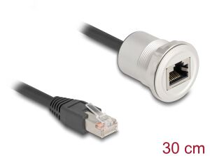 DELOCK RJ45 Einbaubuchse mit Kabelp. St.Cat.56 STP Alu. 30cm