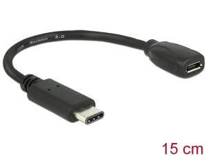 DeLOCK 65578 USB Kabel USB 2.0 0,15 m USB C Micro-USB B 0,48 Gbit/s Schwarz