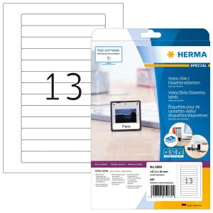 HERMA Video-Etiketten A4 147.3x20 mm weiß Papier matt 325 St.