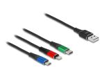 DeLOCK USB Ladekabel 3 in 1 Typ-A zu Lightning / Micro USB / USB Type-C 2 m 3-farbig