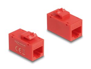 DELOCK Keystone Modul RJ45 BU/RJ45 BU Cat.6A UTP rot