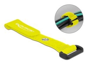 DeLOCK Klett-Kabelbinder mit Schlaufe und Befestigungsöse L 150 x B 20 mm gelb 5 Stück