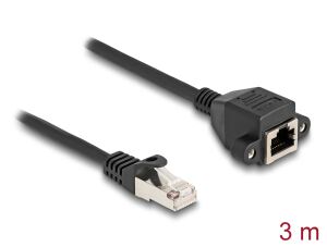 DELOCK RJ50 Verlängerungskabel Stecker zu Buchse S/FTP 3m SW