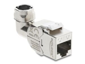 DeLOCK Keystone Modul RJ45 Buchse zu LSA Cat.6A werkzeugfrei 90° winkelbar geschirmt für Kabeldurchmesser von 5,0 - 8,5 mm