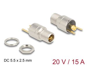 DeLOCK Steckverbinder DC 5,5 x 2,5 mm Buchse zum Einbau Lötversion - rund 20 V / 15 A