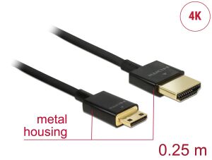 DELOCK HDMI-Kabel HighSpeed Ethernet A->MiniC 4K/3D 0,25m