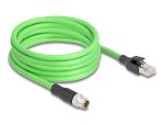DELOCK M12 Kabel X-kodiert 8 Pin St. zu RJ45 St.PUR(TPU) 5 m