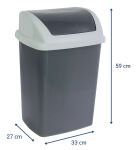 MAUL 9522487 Mülleimer 24 l Rechteckig Kunststoff, Polypropylen (PP) Dunkles Grau, Weiß