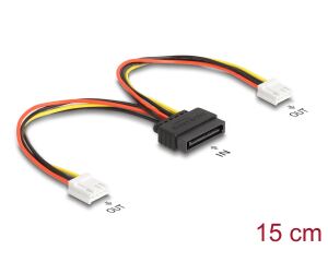 DELOCK Kabel Power SATA 15 Pin St > 2x Floppy 4 Pin Bu 15cm