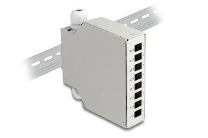 DELOCK LWL Verteilerbox für Hutschiene 8 Port grau