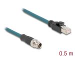 DELOCK M12 Adapterkabel X-kodiert 8 Pin ST zu RJ45,ST 50 cm