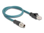 DELOCK M12 Adapterkabel X-kodiert 8 Pin ST zu RJ45,ST 50 cm
