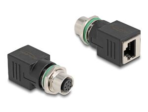 DELOCK M12 Adapter A-kodiert 8 Pin Buchse zu RJ45 Bu gerade