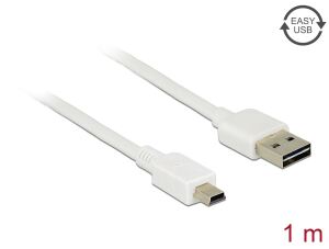 DELOCK Easy-USB-Kabel 2.0 A -> Mini-B St/St 1.0m weiß