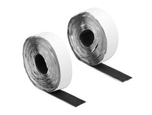 DeLOCK Klettband selbstklebend mit Haft- und Flauschband L 5 m x B 25 mm schwarz
