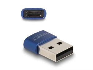 DeLOCK USB 2.0 Adapter USB Typ-A Stecker zu USB Type-C Buchse blau