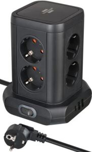 Brennenstuhl Steckdosenturm 8fach mit 2xUSB A,1xUSB C,black