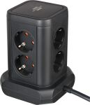 Brennenstuhl Steckdosenturm 8fach mit 2xUSB A,1xUSB C,black