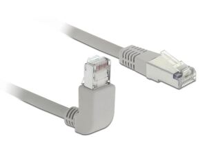 DELOCK Patchkabel gewinkelt RJ45 S/STP Cat6A 1.00m grau