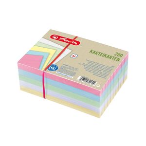 Herlitz Karteikarte A6 liniert farbig sortiert 4 Farben plus weiß Blauer Engel 200er