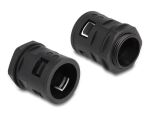 DeLOCK Kabelschutzschlauch 2 m x 28,5 mm mit 2 x PG21 Schlauchverschraubung Set schwarz