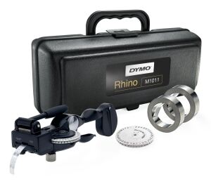 DYMO RHINO M1011 Industrielles Prägegerät für MetallbänderPrägt strapazierfähige Etiketten aus Edelstahl und AluminiumEtikettenprägegerät im stabilen Hartschalenkoffer