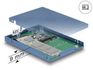 DELOCK SATA Konverter USB3.1 Micro B -> M.2 KeyB/mSATA 9mm