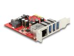 PCI Expr Card Delock 3x USB3.0 ext + 1x RJ45 LowProfile