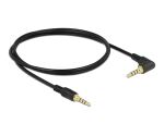 DELOCK Klinkenkabel 3.5mm 4Pin-St > St gewinkelt 1.0m schwar