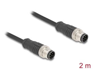 DELOCK M12 Kabel A-kodiert 8 Pin Stecker zu Stecker PVC 2 m