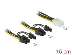 DELOCK Stromkabel 6Pin PCIe -> 2x 8Pin PCIe Bu/St 15cm