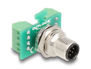 DeLOCK M12 Übergabemodul Adapter 8 Pin A-kodiert Stecker zu 9 Pin Terminalblock zum Einbau